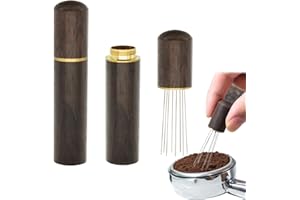 LEEWYOU Agitador de Café Espresso,8 agujas WDT Distribution Tool para Mezclar el café molido,Agitador de café Espresso,Aguja Espresso Blender,Coffee Distributor Tamper (Palo de rosa)