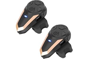 BETOWEY Interfono Moto Bluetooth Coppia, BT-S3 Auricolari Casco Moto Cuffie Senza Fili con Microfoni Pilota Passeggero - Doppio, Oro