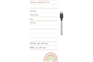 NOMBRETINAS ETIQUETAS QUE HACEN LA DIFERENCIA NOMBRETINAS Notas para Nevera de 14 x 29 cm. - Pizarra Blanca magnética con rotulador Incluido. Lista de Compras, recordatorio, Agenda. Iman para heladera, organizadores. Arcoiris