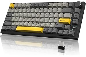 AJAZZ AK820PRO Tastiera meccanica 75% TKL,Wireless 2.4G/BT5.1/USB-C cablata,81 tasti con display a colori TFT e tastiera da gioco con manopola CNC,Retroilluminazione RGB,Batteria 4000mAh-Nero Grigio