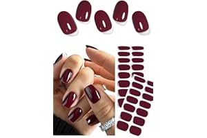 WAHRSHEI Unghie Gel Adesive UV, 30 PCS Smalto Adesivo Gel UV, Rosso Borgogna puro Pellicola per Unghie Autoadesiva