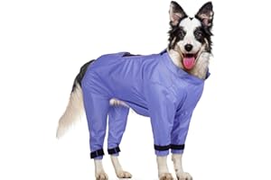 OUOBOB Dog Belly Guard Vest with Legs, Waterproof Adjustable Undercarriage Protector for Wet Grass Mud, Open Back Breathable Design for Walking Hiking after Rain, Purple, XL