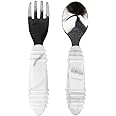 Bumkins Toddler Utensils, Kids Fork and Spoon Set, Silicone and Stainless-Steel Silverware, Angled Forks/Sporks for Self-Feeding, Childrens Training Flatware Cutlery