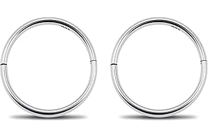 Serenity Sleepers 925 Sterling Silver Solid Infinity Sleeper Hinged Hoop Earrings Nose Tragus Septum Ring 18G Handmade in 8mm 10mm 12mm 14mm For Women Men Hypoallergenic and Nickel Free