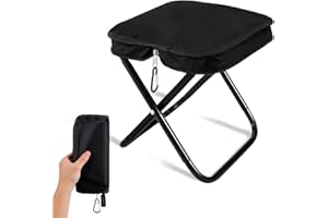 MmmLucipor® Sgabello Pieghevole Campeggio, Esterno Sgabello Pieghevole Portatile, Mini Portatile Leggero Sedia Pieghevole, Resistente 90kg, Per campeggio,Escursioni E Viaggi, Pesca, Picnic (nero)