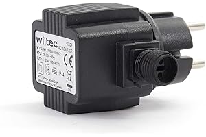 SUNSUN Wiltec Transformateur 230 V en 12 V – 45 x 85 x 70 mm – 600 mA 7,2 VA AC/AC – IP 44 – Adapteur de Réseau Jebao avec Raccord vissé, 2 pôles – source de courant pour Éclairage Pompes Bassins