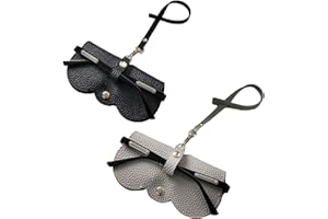 ZALUJMUS Soft PU Sunglasses Bag, Slim Portable Eyeglass Case Sunglasses Pouch with Lanyard, Anti-Scratch Soft PU Leather Travel Glasses Case