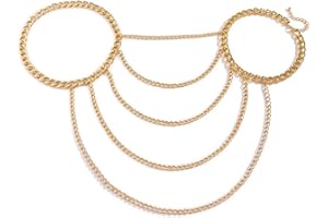 Inateannal Punk Multistrato Corpo Catena Catena D'oro Spalla Collana Stratificata Nappe Spalla Imbracatura Sexy Reggiseno Catena Dichiarazione Spalla Collana Gioielli Per Le Donne