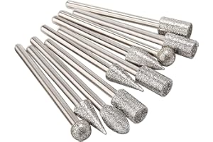 Fixinus 20 Stück Steinschnitz-Set Diamant-Frässtifte, Polierset, Rotationswerkzeuge, Zubehör mit 1/8" Schaft zum Schnitzen, Gravieren, Schleifen, Polieren von Stein, Stein, Schmuck, Glas, Keramik