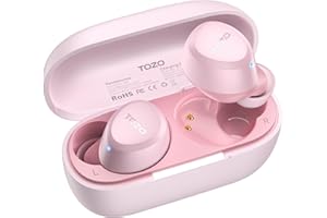 TOZO A1 Mini Słuchawki Bluetooth 5.3 z akustycznym ORIGX 30 godzin, odtwarzanie EQ, ultralekka regulacja, USB, typ C, IPX5, różowe złoto