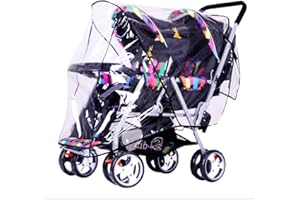 HAOZAIKEJI Habillage Imperméable pour Poussette Double Universelle Habillage Pliue Coupe-Vent Protection Pluie Transparent Housse Pluie Poussette Capote de Pluie Landeau Double Protège Enfants