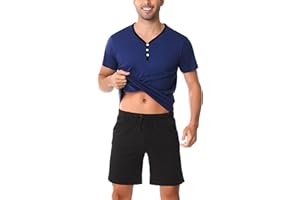Irdcomps Pijamas Hombre Corto Verano Pantalones Cortos Ropa de Dormir Conjunto de Algodón Pijama para Hombre