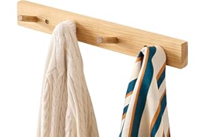 TREOAKWIS Wood Coat Rack Wall Mount, Wooden Coat Hooks with 4 Hooks Wall Hanger for Hanging Hat Jacket Purse Entryway, Bathroom, Bedroom (15.7 Inches / 40 cm)
