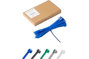 HAUS PROJEKT Bleu Lot de 100 Attaches Zippées Industrielles de Qualité Supérieure, 200 mm x 4,8 mm, Multifonctionnelles, en Plastique, pour Usage Intérieur et Extérieur, Gestion des Câbles, Fils, Maison, Bureau