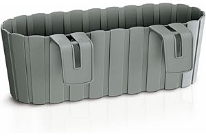 PROSPERPLAST Jardinera para balcón BOARDEE HOOK 4,9L., dimensiones (mm) 383x212x130, color Gris piedra