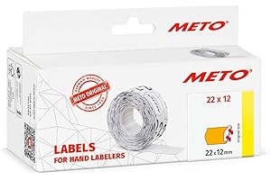 Meto Étiquettes pour étiqueteuse manuelle (22 x 12 mm, 1 ligne, 6 000 étiquettes, papier orange fluo, permanentes, pour appareils METO, Contact, Sato, Avery, Tovel, Samark etc.)