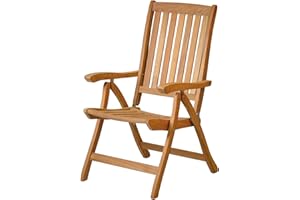 ‎KAI WIECHMANN Kai Wiechmann Hochlehner Pisa Teak-Holz für Garten wetterfest klappbar verstellbar