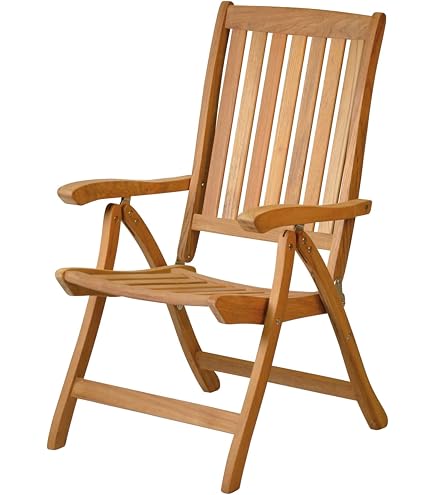 LC Garden York Klappsessel Verstellbar Teak/Textilene Teak/Grau