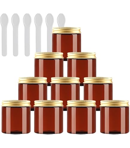 8 Pots En Verre Ambré 200ml Avec Couvercle - Pots Cosmétiques Réutilisables Pour Voyage