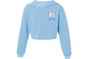 Kaerm Felpa Corta con Cappuccio Bambina Felpe Sportive Fitness Allenamento Jogging Corsa Cappotto Incappucciato con Stampa Farfalle Ragazze Hoodies Pullover Autunno