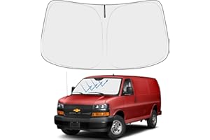PROADSY Windshield Sun Shade Foldable Sunshade Protector Custom Fit 1996-2021 2022 Chevrolet Express Cargo Van, 1500, 3500, 4500, LS, LT Winter Accessories