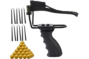 NWIWI Zwille Steinschleuder mit Gummiband Extra Stark Auf 80 cm Dehnen,Professionelle Jagdslingshot Sport Outdoor Professionelle Schleuder-Set Sportgerät in Bundle Sets mit 6 Ersatzgummi 400 Tonkugeln