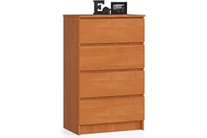 AKORD | Cassettiera K60 a 4 Cassetti | Credenza Alta | Moderna Mobiletto per Soggiorno Sala da Pranzo Camera da Letto Corridoio Bagno | Armadio Cameretta | 60x99x40 cm | Ontano