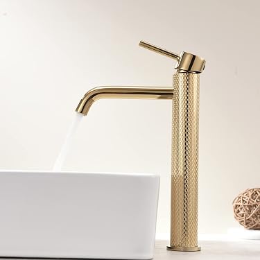AMAZING FORCE Waschbeckenarmatur 2 Griffe Gold – Edelstahl, Mit Pop-Up-Ablauf & Schläuchen
