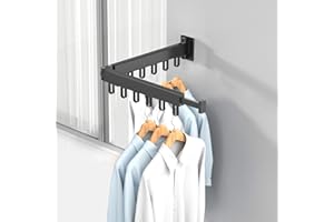 ‎HONPHIER HONPHIER Wäscheständer Ausziehbarer Kleiderständer mit Haken Handtuchhalter (Schwarz, 2 Faltbare Racks)