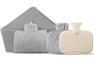 Bolsa de Agua Caliente, BriLumin 3 Piezas Botellas de Agua Caliente con Funda Suavepara El Alivio del Dolor de Espalda, Cuello, Ideas de Regalo para Niños, Mujeres y Mayores