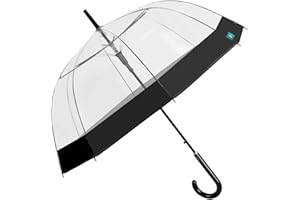 PERLETTI Ombrello trasparente da donna e ragazza – Ombrello chiaro apertura automatica con cupola antivento – Ombrello da donna romantico elegante e infrangibile, diametro 89 cm perleetti, Bordo nero, 89 x 87