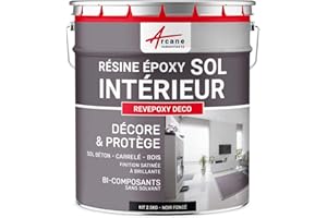 ARCANE INDUSTRIES Peinture sol, résine epoxy, peinture pour sol, salon, cuisine, salle de bains, effet miroir : Revepoxy deco - 2.5 kg (jusqu'à 12.5 m² en 2 couches) Noir foncé RAL 9005