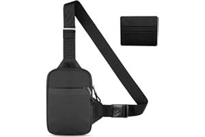 DGUSO Sac poitrine pour homme Sac poitrine pour homme Petit avec mini porte-cartes Sac à bandoulière étanche Sac poitrine Sac poitrine léger étanche Sac à dos à bandoulière pour voyage, vélo, course (noir)