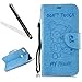 Produktbild Huawei P8 Lite 2017 Hülle,Huawei P8 Lite 2017 Case,Leeook Funny Cute Lovely Retro Elegant Blau Bär DON'T TOUCH MY PHONE Muster Entwurf Leder Wallet Tasche Schutzhülle Brieftasche Bookstyle PU Schutz Etui Schale LederHülle HandyHülle Hüllen mit Strap Standfunktion Kunstleder Karteneinschub und Magnetverschluss Flip Case Cover für Huawei P8 Lite 2017 + 1 x Schwarze Eingabestift-Bear Bär,Light Blue