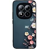 BG AKSESUAR Xiaomi Redmi Note 15 Pro ile Uyumlu &Ccedil;i&ccedil;ek Baskılı, Mat Siyah, Yumuşak Silikon, Şok Emici Kapak Kılıf