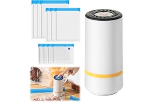 LES-THERESA Portable Vacuum Sealer Set With 10 Vacuum Bags, Food Vacuum Pump Mini Bag Sealer Rechargeable, Vacuum Food Sealer Portable Mini Vacuum Sealers For Food Preservation Cooking