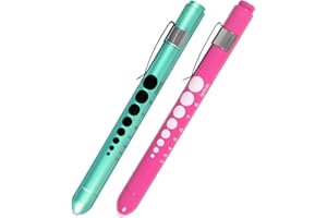 AOICRIE Medical Diagnostic Penlight, Pupillenlicht Mini Wiederverwendbare LED-Stiftlampe Taschenlampe, Taschenlampe Arzt Krankenschwester Notfallstift Licht mit Gravurlehre und Linea (Rosa+Grün)