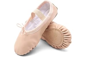 TETSUO Girls Ballet Shoes, Indoor Gymnastic Ballerina Dance Flats Slippers for Kids, Toddlers Dancing, Yoga, Fitness