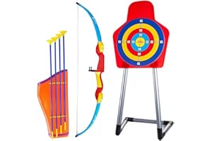 B4E Bow and Arrow Archery Toy Set for Children | Archery Set with Suction Cups and Target for Indoor Outdoor Games Play for Aged 3+ Years Old Under Adult Supervision | Shooting Games Gifts for Kids