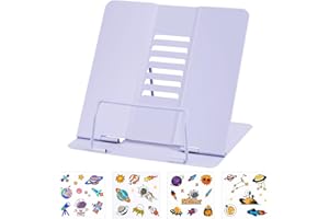 ABOVE ZERO Atril Metálico para Libros con 6 Alturas Ajustables para Leer, Soporte de Lectura de Metal Plegable para Tableta, Música, Libro de Recetas, Cocina, Oficina (Púrpura)