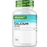 Calcium - 365 Tabletten - 800 mg Kalzium aus Calciumcarbonat pro Tagesportion - Für 6 Monate - Vegan, laborgeprüft, hochdosie