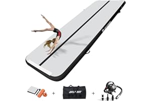 AKSPORT Nadmuchiwana mata gimnastyczna, 3/4/5/6 m, wysokość 10/20 cm, z pompką, do domu, na salę gimnastyczną, na szkolenie, cheerleading