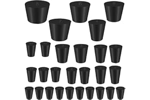 XYQMLY Solid Rubber Stopper, 28 Pcs (11 Assorted Sizes) Solid Rubbers Bungs Laboratory Rubber Plug Pipe Tank Bottle Sealing Plug Tapered Hole Bung, Black