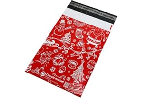 PACKNSELL 10 X 14 inch (100 Pack) RED Christmas XMAS Poly Postal Self Seal Bags Strong Mailing Bags Postage Packaging Assorted Mailers Posting Shipping Post Parcels Package Bags