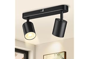 CANDLUC Spot Lights Ceiling, 2 Way Spotlight Ceiling Lights, Adjustable LED Ceiling Spotlight Bar with GU10 Socket, Black Light Fittings Indoor for Kitchen, Bedroom, Hallway, Living Room (Bulbs Not Included)