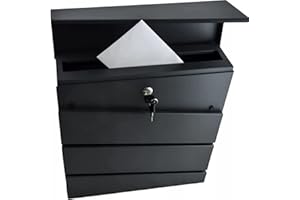 Virone Borneo Buzón Exterior de Acero Galvanizado con Soporte para Periódicos (Negro)