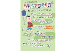 Piccadilly Greetings Birthday Card Grandson - 9 x 6 inches - Regal Publishing, beige|red|yellow