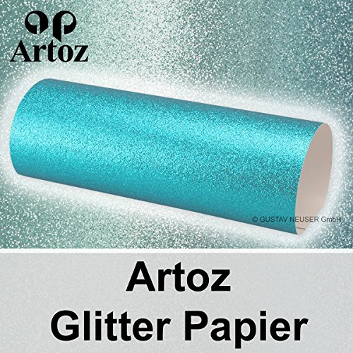 5x Artoz Glitter Papier DIN A4 // himmelblau (hellblau) // glitzerndes Papier - Bastelpapier - Scrapbooking