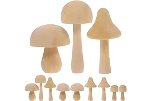 Operitacx 12pcs Natural Wooden Mushrooms - 6 Sizes, Unfinished Miniature Decorations for DIY Crafts, Home Decor, Garden Ornaments