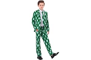 mintgreen 3pcs Boys' Suits Set, Jacket & Trousers with Tie, 5-13 Years
